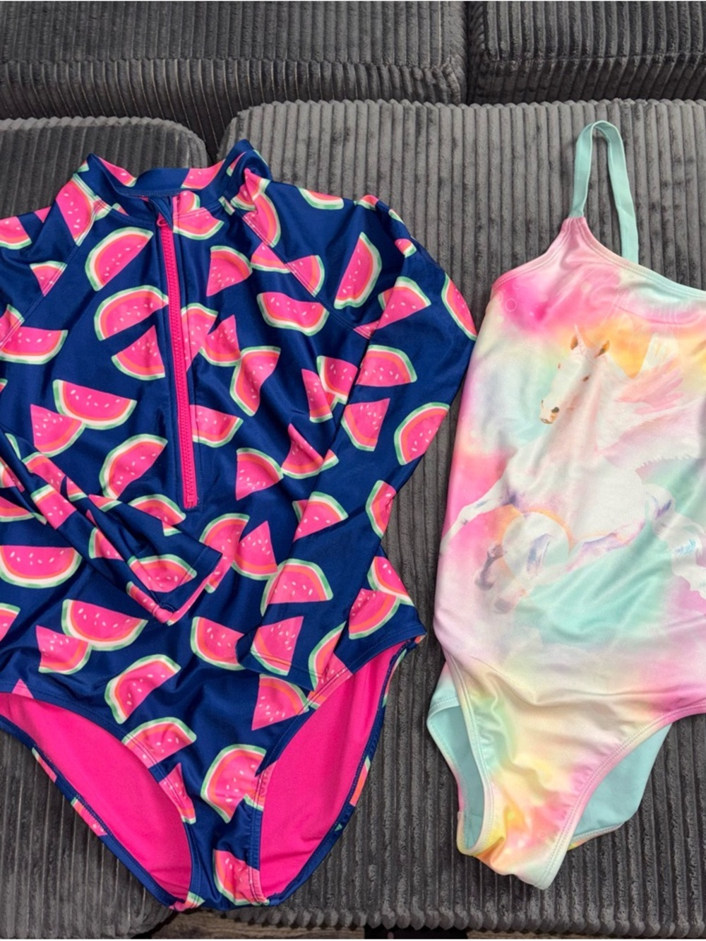 Girls xl swimsuits watermelon and unicorn - Picture 1 of 14